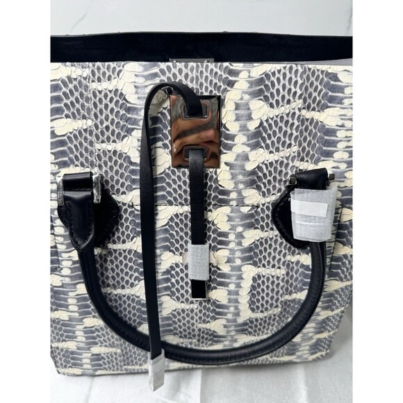 Michael Kors Collection Miranda Large Tote Black White Python Snake Leather Bag - Picture 13 of 13
